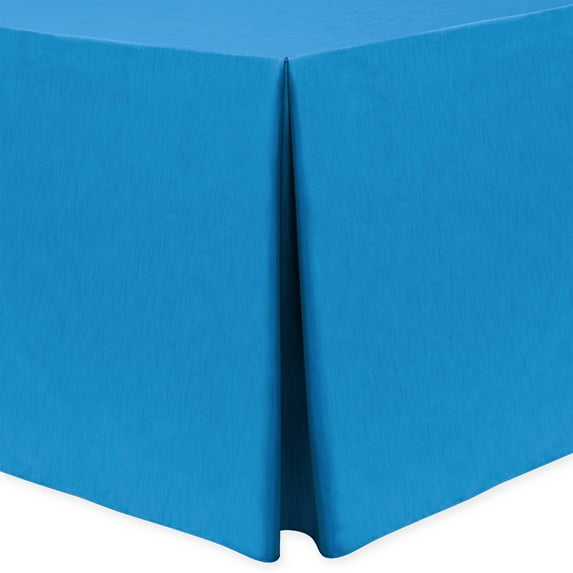 Ultimate Textile (3 Pack) Shantung - Majestic 4 ft. Fitted Tablecloth - for 24 x 48-Inch Banquet and Folding Rectangular Tables - 42" High, Cobalt Blue