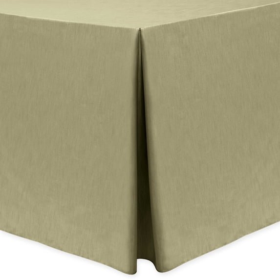 Ultimate Textile (3 Pack) Shantung - Majestic 4 ft. Fitted Tablecloth - for 30 x 48-Inch Banquet and Folding Rectangular Tables - 42" High, Cafe Khaki