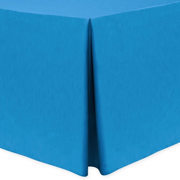 Ultimate Textile (3 Pack) Shantung - Majestic 4 ft. Fitted Tablecloth - for 30 x 48-Inch Banquet and Folding Rectangular Tables - 42" High, Cobalt Blue