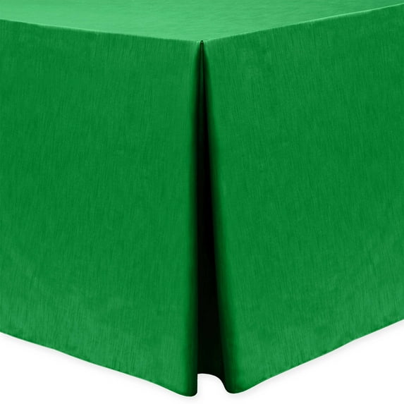 Ultimate Textile (3 Pack) Shantung - Majestic 6 ft. Fitted Tablecloth - for 30 x 72-Inch Banquet and Folding Rectangular Tables - 36"H, Emerald Green