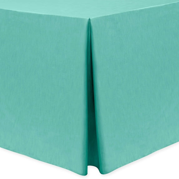 Ultimate Textile (3 Pack) Shantung - Majestic 8 ft. Fitted Tablecloth - for 30 x 96-Inch Banquet and Folding Rectangular Tables - 36"H, Caribbean Blue