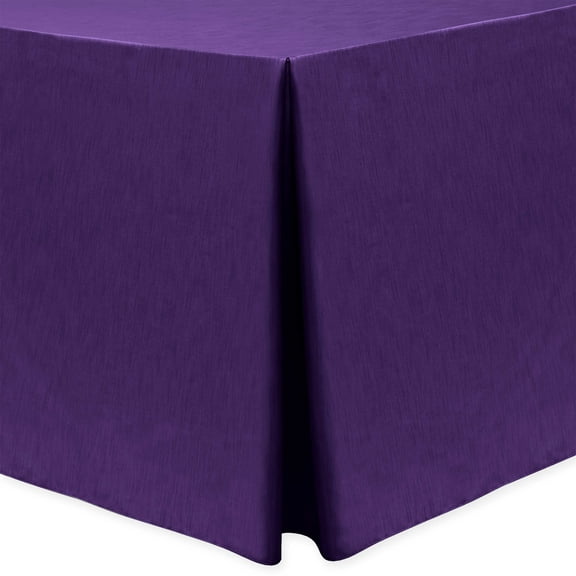 Ultimate Textile (3 Pack) Shantung - Majestic 8 ft. Fitted Tablecloth - for 30 x 96-Inch Banquet and Folding Rectangular Tables, Purple