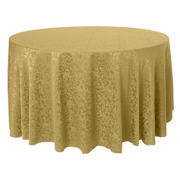 Ultimate Textile (3 Pack) Somerset 120-Inch Round Damask Tablecloth - Jacquard Weave Scroll Design, Gold