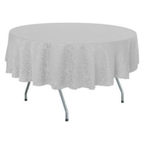 Ultimate Textile (3 Pack) Somerset 84-Inch Round Damask Tablecloth - Jacquard Weave Scroll Design, White