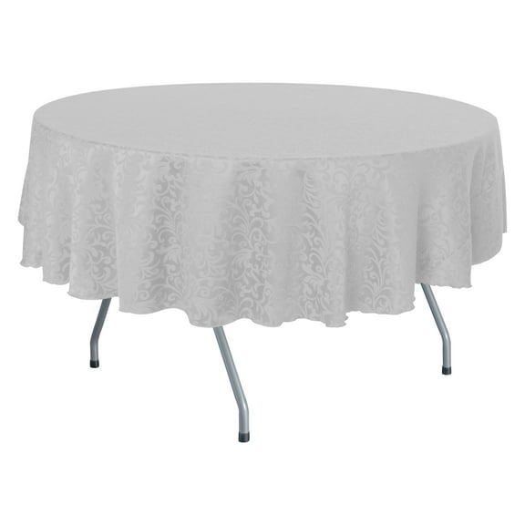 Ultimate Textile (3 Pack) Somerset 84-Inch Round Damask Tablecloth - Jacquard Weave Scroll Design, White