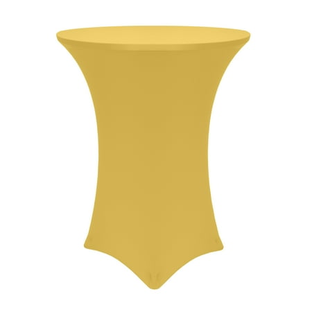 Ultimate Textile 30-36-Inch Round Cocktail Spandex Fitted Stretch Elastic Tablecloth Gold