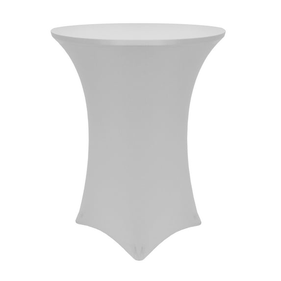 Ultimate Textile 30-36-Inch Round Cocktail Spandex Fitted Stretch Elastic Tablecloth Silver