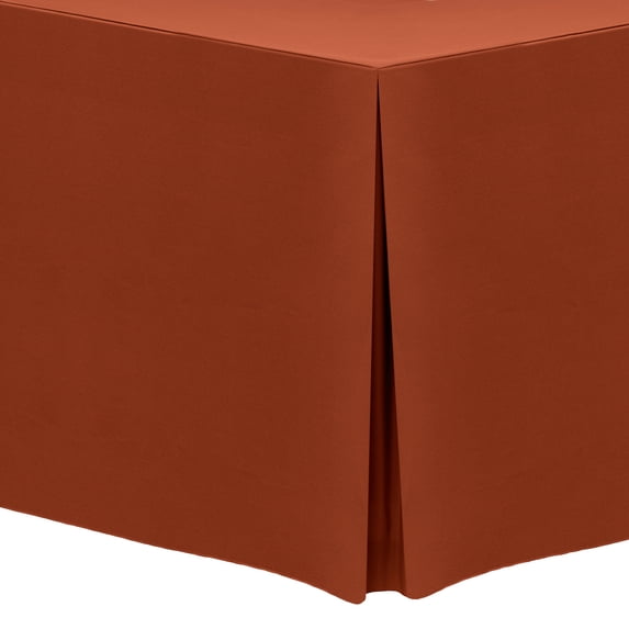 Ultimate Textile 4 ft. Fitted Polyester Tablecloth - for 18 x 48-Inch Classroom and Folding Rectangle Tables 36"H, Burnt Orange