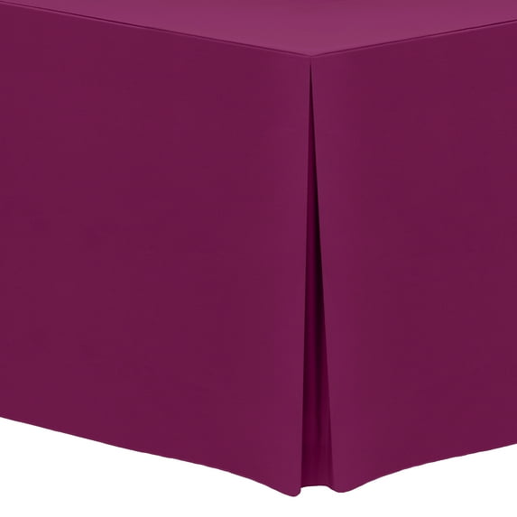 Ultimate Textile 4 ft. Fitted Polyester Tablecloth - for 18 x 48-Inch Classroom and Folding Rectangle Tables - 42"H, Raspberry Red