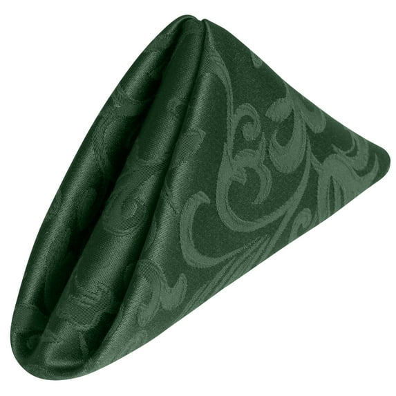 Ultimate Textile (5 Dozen) Somerset 17 x 17-Inch Damask Cloth Napkins- Jacquard Weave Scroll Design, Hunter Green