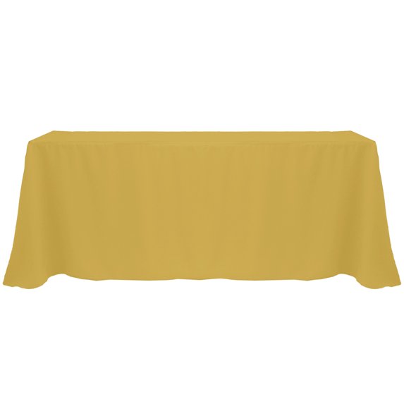 Ultimate Textile (5 Pack) 108 x 132-Inch Rectangular Polyester Linen Tablecloth with Rounded Corners - for Wedding, Restaurant or Banquet use, Gold