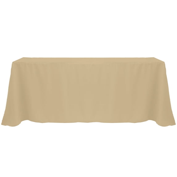 Ultimate Textile (5 Pack) 108 x 156-Inch Rectangular Polyester Linen Tablecloth with Rounded Corners - for Wedding, Restaurant or Banquet use, Camel Light Brown