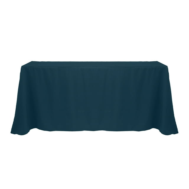 Ultimate Textile (5 Pack) 108 x 156-Inch Rectangular Polyester Linen Tablecloth with Rounded Corners - for Wedding, Restaurant or Banquet use, Lagoon Blue