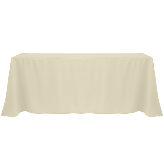 Ultimate Textile (5 Pack) 108 x 156-Inch Rectangular Polyester Linen Tablecloth with Rounded Corners - for Wedding, Restaurant or Banquet use, Tan Beige