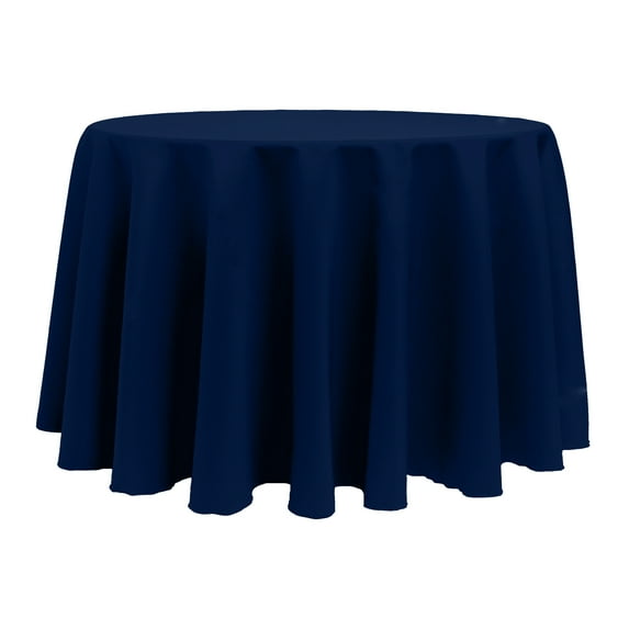 Ultimate Textile (5 Pack) 114-Inch Round Polyester Linen Tablecloth - for Wedding, Restaurant or Banquet use, Deep Royal Blue