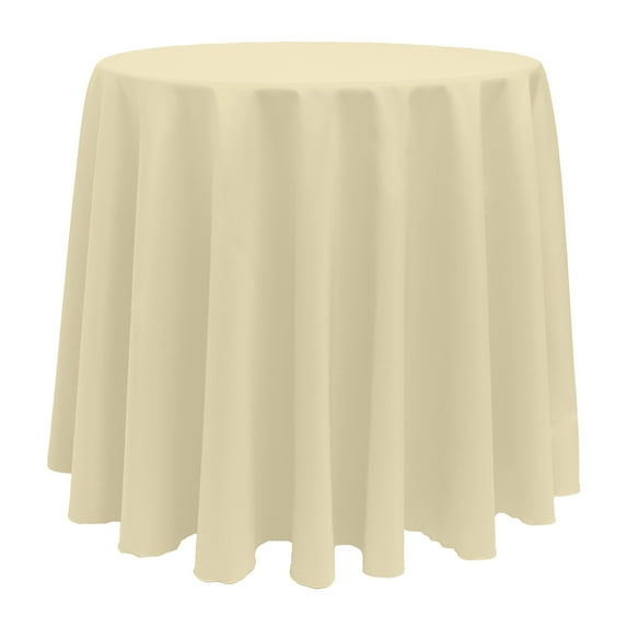 Ultimate Textile (5 Pack) 114-Inch Round Polyester Linen Tablecloth - for Wedding, Restaurant or Banquet use, Tan Beige