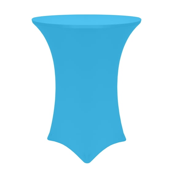 Ultimate Textile (5 Pack) 30-36-Inch Round Cocktail Spandex Fitted Stretch Elastic Tablecloth - for 42" High Tables, Turquoise Blue