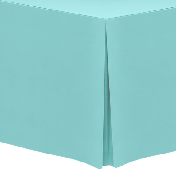 Ultimate Textile (5 Pack) 4 ft. Fitted Polyester Tablecloth - for 18 x 48-Inch Classroom and Folding Rectangle Tables - 42" High, Aqua Blue