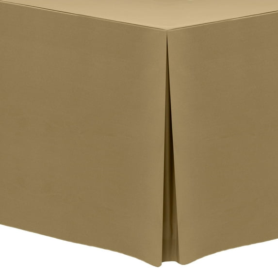 Ultimate Textile (5 Pack) 4 ft. Fitted Polyester Tablecloth - for 18 x 48-Inch Classroom and Folding Rectangle Tables - 42" High, Toast
