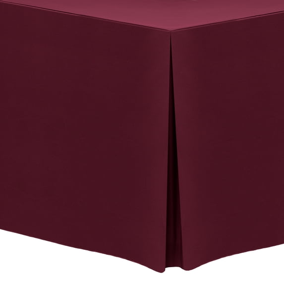 Ultimate Textile (5 Pack) 4 ft. Fitted Polyester Tablecloth - for 24 x 48-Inch Banquet and Folding Rectangular Tables - 42" High, Ruby Red