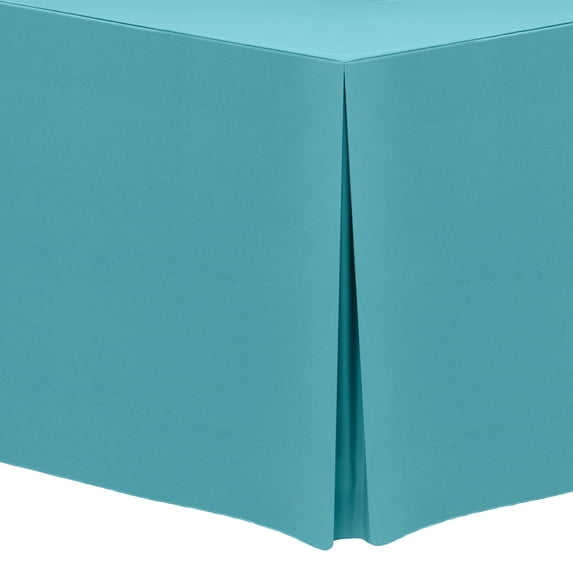 Ultimate Textile (5 Pack) 4 ft. Fitted Polyester Tablecloth - for 24 x 48-Inch Banquet and Folding Rectangular Tables - 42" High, Turquoise Blue