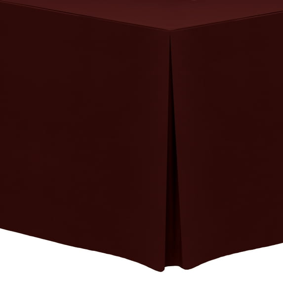 Ultimate Textile (5 Pack) 4 ft. Fitted Polyester Tablecloth - for 30 x 48-Inch Banquet and Folding Rectangular Tables 36" High, Burgundy Red
