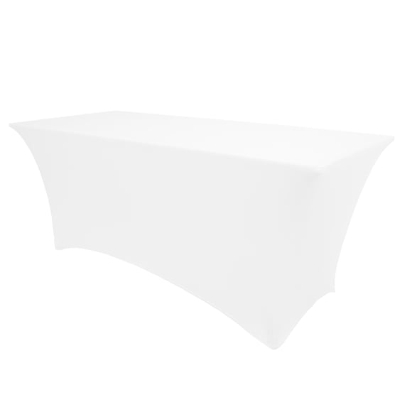Ultimate Textile (5 Pack) 4 ft. Fitted Spandex Table Cover - for 18 x 48-Inch Tradeshow, Classroom and Folding Rectangle Tables - 42" High, White
