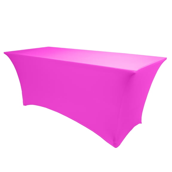 Ultimate Textile (5 Pack) 4 ft. Fitted Spandex Table Cover - for 18 x 48-Inch Tradeshow, Classroom and Folding Rectangle Tables, Neon Pink