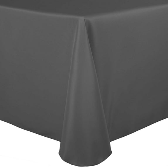 Ultimate Textile (5 Pack) 52 x 70-Inch Oval Polyester Linen Tablecloth - for Home Dining Tables, Charcoal Grey