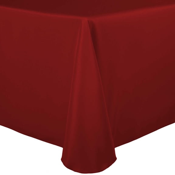 Ultimate Textile (5 Pack) 52 x 70-Inch Oval Polyester Linen Tablecloth - for Home Dining Tables, Cherry Red