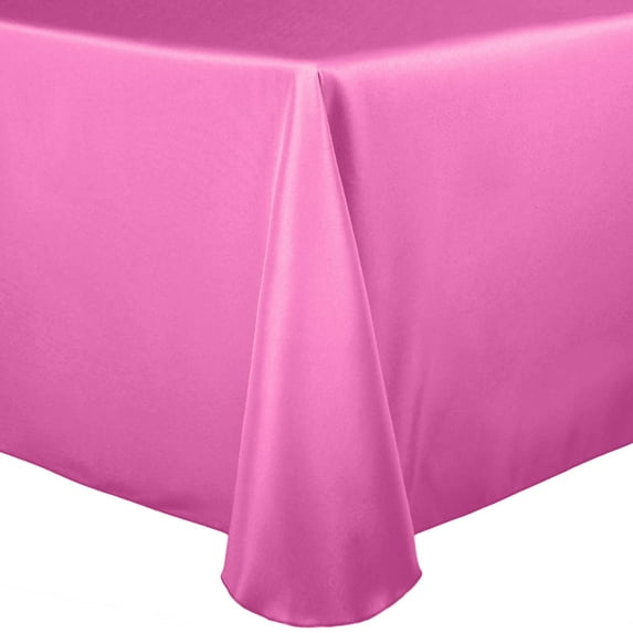 Ultimate Textile (5 Pack) 54 x 96-Inch Oval Polyester Linen Tablecloth - for Home Dining Tables, Neon Pink