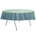 thumbnail image 1 of Ultimate Textile (5 Pack) 60-Inch Round Polyester Gingham Checkered Tablecloth - for Picnic, Outdoor or Indoor Party use, Teal and White, 1 of 3