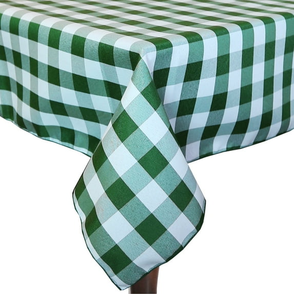Ultimate Textile (5 Pack) 60 x 60-Inch Square Polyester Gingham Checkered Tablecloth - for Picnic, Outdoor or Indoor Party use, Moss and White