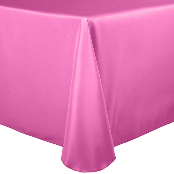 Ultimate Textile (5 Pack) 60 x 84-Inch Oval Polyester Linen Tablecloth - for Home Dining Tables, Neon Pink