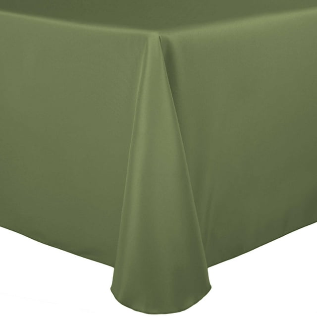 Ultimate Textile (5 Pack) 70 x 104-Inch Oval Polyester Linen Tablecloth - for Home Dining Tables, Army Green