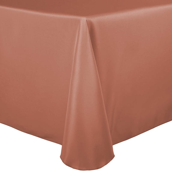 Ultimate Textile (5 Pack) 70 x 104-Inch Oval Polyester Linen Tablecloth - for Home Dining Tables, Coral