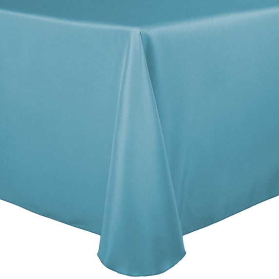 Ultimate Textile (5 Pack) 72 x 120-Inch Oval Polyester Linen Tablecloth - for Home Dining Tables, Turquoise Blue