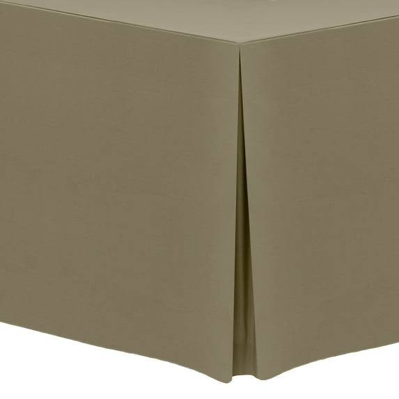 Ultimate Textile (5 Pack) 8 ft. Fitted Polyester Tablecloth - for 18 x 96-Inch Banquet and Folding Rectangular Tables - 42"H, Cafe Khaki