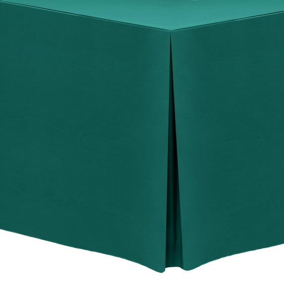 Ultimate Textile (5 Pack) 8 ft. Fitted Polyester Tablecloth - for 30 x 96-Inch Banquet and Folding Rectangular Tables - 36"H, Teal