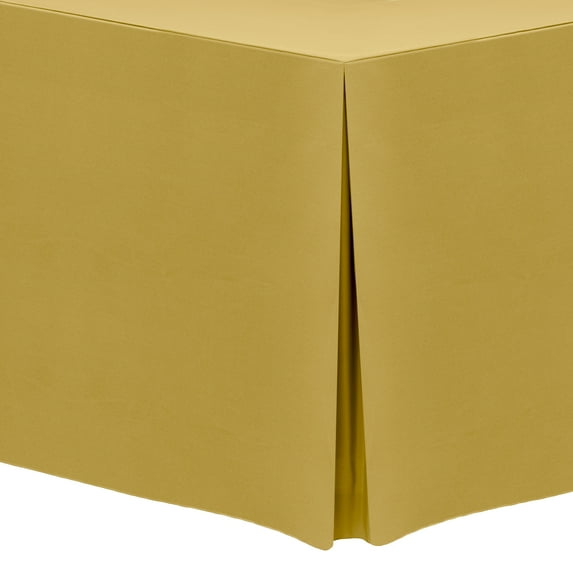 Ultimate Textile (5 Pack) 8 ft. Fitted Polyester Tablecloth - for 30 x 96-Inch Banquet and Folding Rectangular Tables, Gold