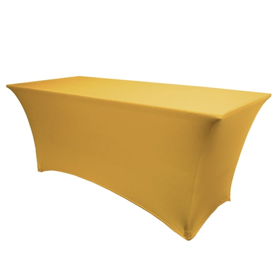 Ultimate Textile (5 Pack) 8 ft. Fitted Spandex Table Cover - for 18 x 96-Inch Tradeshow, Classroom and Folding Rectangle Tables - 36"H, Gold