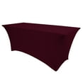 thumbnail image 1 of Ultimate Textile (5 Pack) 8 ft. Fitted Spandex Table Cover - for 24 x 96-Inch Banquet and Folding Rectangular Tables - 36"H, Burgundy Red, 1 of 2