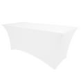 thumbnail image 1 of Ultimate Textile (5 Pack) 8 ft. Fitted Spandex Table Cover - for 24 x 96-Inch Banquet and Folding Rectangular Tables, White, 1 of 2