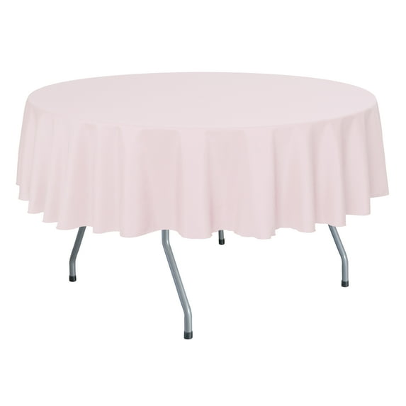 Ultimate Textile (5 Pack) 84-Inch Round Polyester Linen Tablecloth - for Wedding, Restaurant or Banquet use, Blush Ice Pink