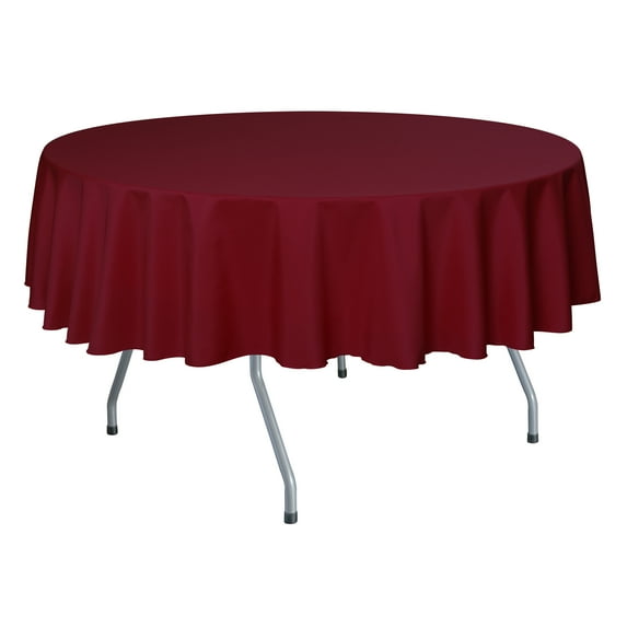 Ultimate Textile (5 Pack) 84-Inch Round Polyester Linen Tablecloth - for Wedding, Restaurant or Banquet use, Holiday Red