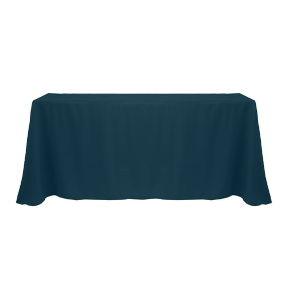 Ultimate Textile (5 Pack) 90 x 132-Inch Rectangular Polyester Linen Tablecloth with Rounded Corners - for Wedding, Restaurant or Banquet use, Lagoon Blue