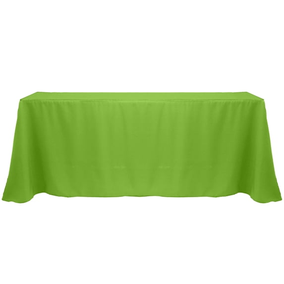 Ultimate Textile (5 Pack) 90 x 132-Inch Rectangular Polyester Linen Tablecloth with Rounded Corners - for Wedding, Restaurant or Banquet use, Lime Green