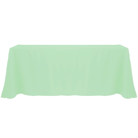 Ultimate Textile (5 Pack) 90 x 132-Inch Rectangular Polyester Linen Tablecloth with Rounded Corners - for Wedding, Restaurant or Banquet use, Mint Light Green