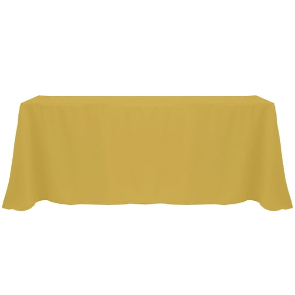 Ultimate Textile (5 Pack) 90 x 132-Inch Rectangular Polyester Linen Tablecloth with Rounded Corners - for Wedding, Restaurant or Banquet use, Gold