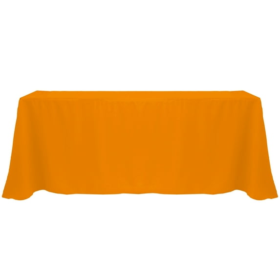 Ultimate Textile (5 Pack) 90 x 132-Inch Rectangular Polyester Linen Tablecloth with Rounded Corners - for Wedding, Restaurant or Banquet use, Orange